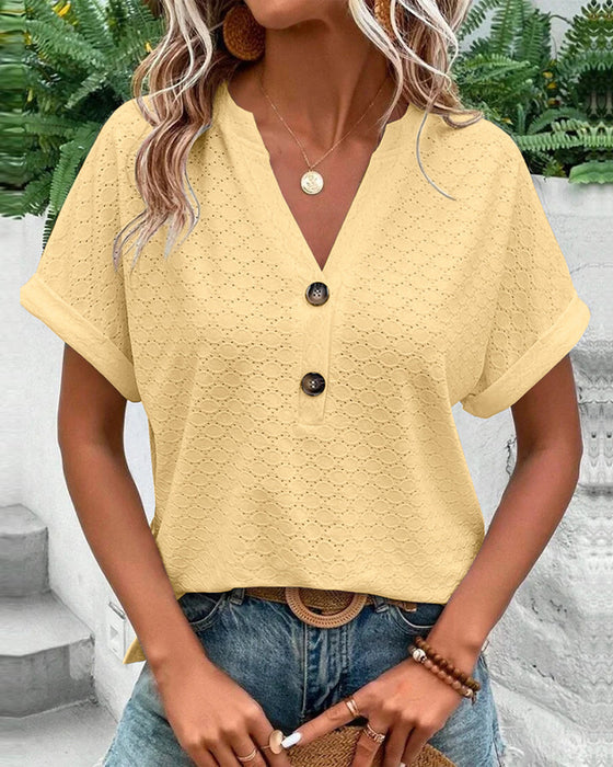 Variant image for Elegant Topp För Kvinnor - Elizay V-Ringning Blus i Polyester-25