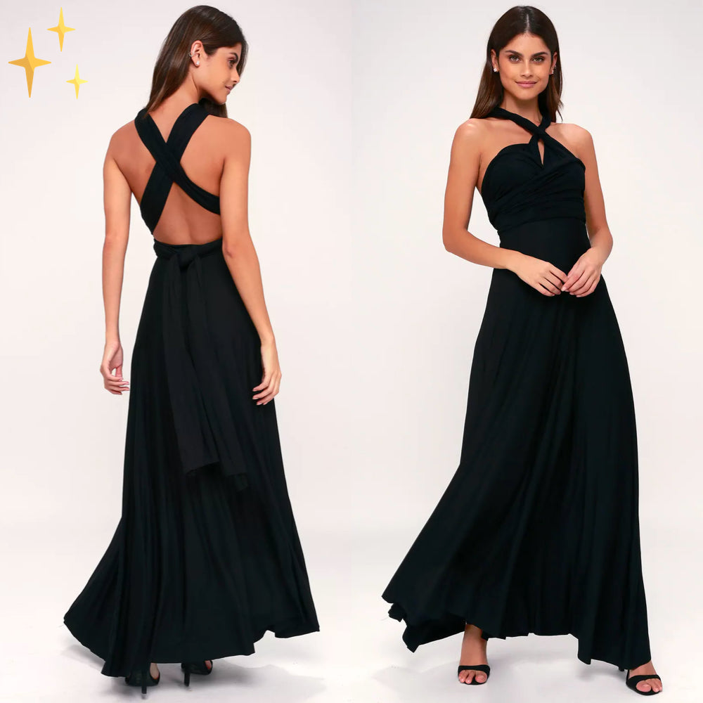 Fiete Sommarklänning Dam - Elegant Wrap Klänning i Svart-4
