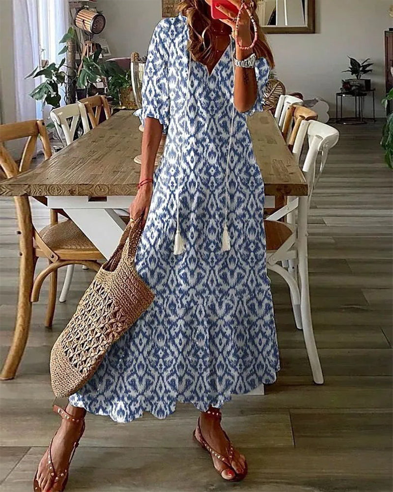 Elegant A-linje Maxi Klänning Dam - Långa Klänningar för Sommar-2