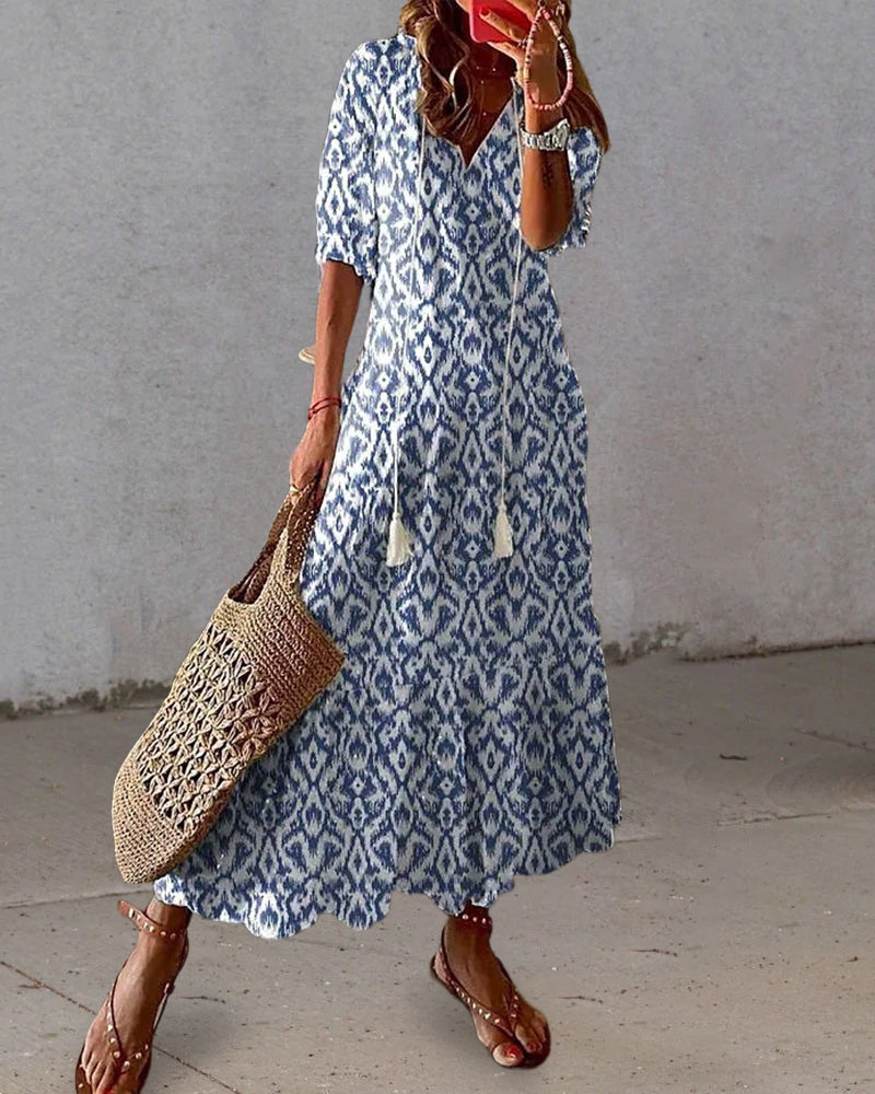 Elegant A-linje Maxi Klänning Dam - Långa Klänningar för Sommar-3