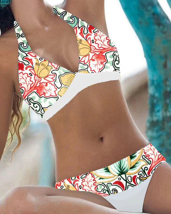 Elegant Blommönstrad Bikini för Damer - Ezmiyah Badkläder-1