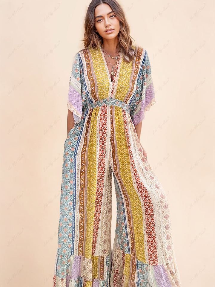 Elegant Boho Jumpsuit För Damer - Lös Passform & Hållbarhet-2