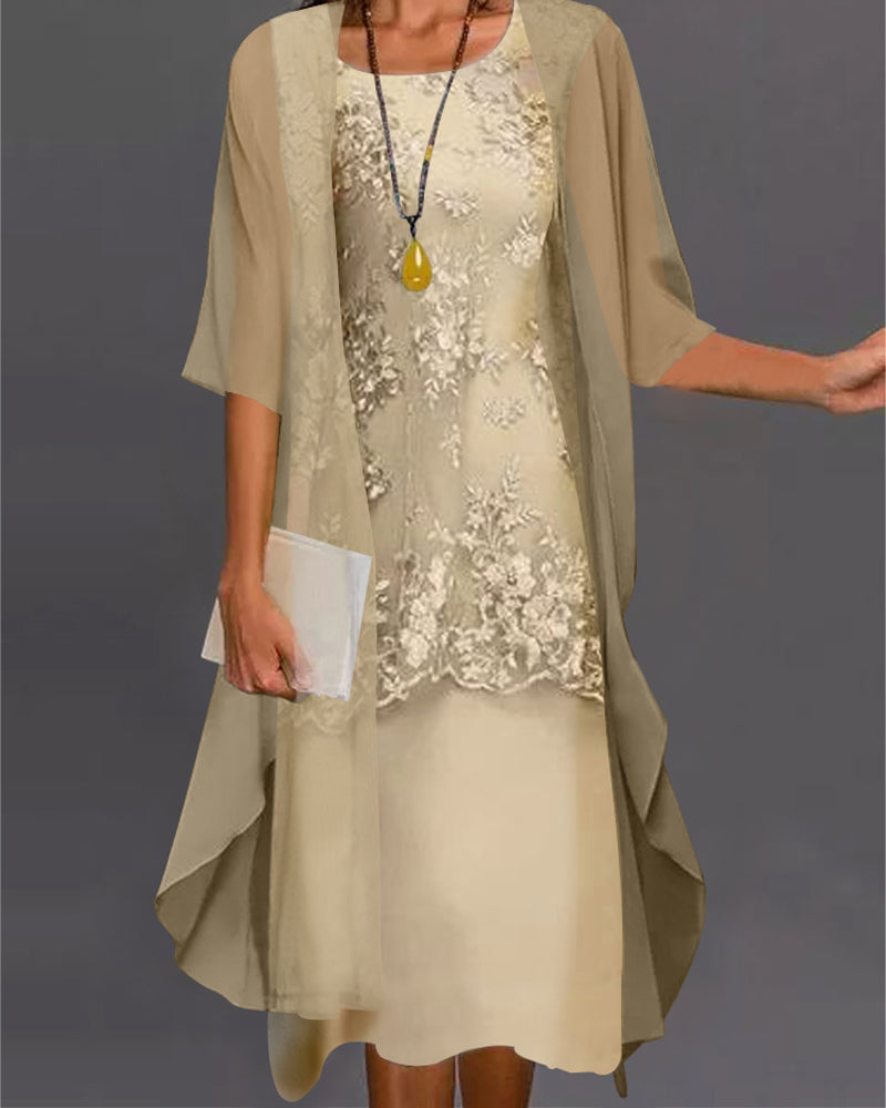 Variant image for Elegant Tvådelad Chiffongklänning Dam - Perfekt Sommarklänning-8