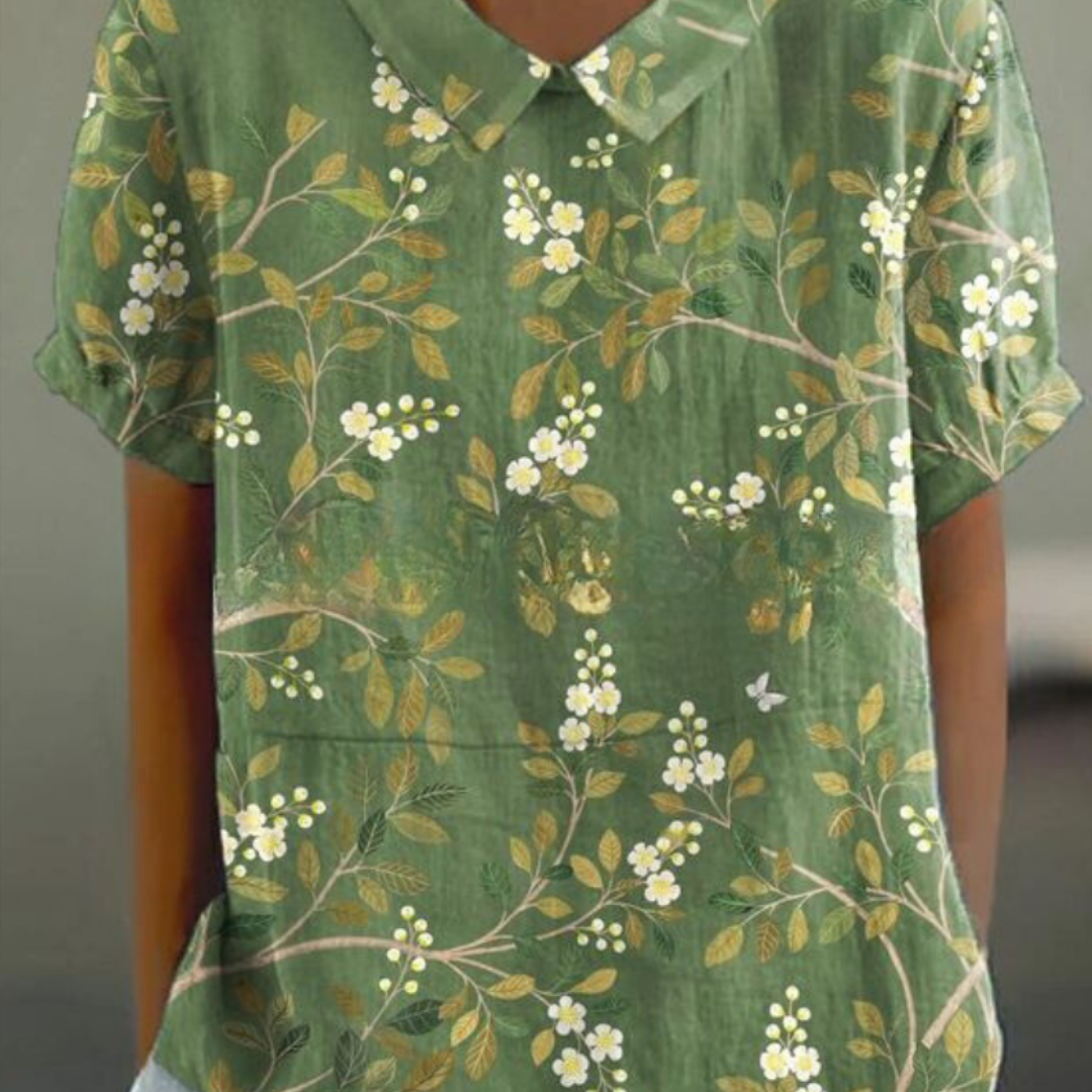 Elegant Blommig Blus För Kvinnor - Lätt & Luftig Sommarstil-1