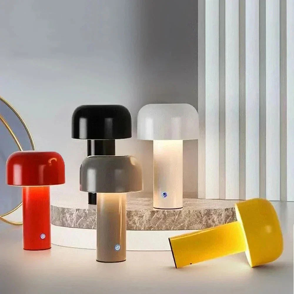 Bärbar LED-lampa i Svampform med Trådlös Funktion – Mjuk Belysning för Hem och Kontor, 25 cm hög 1