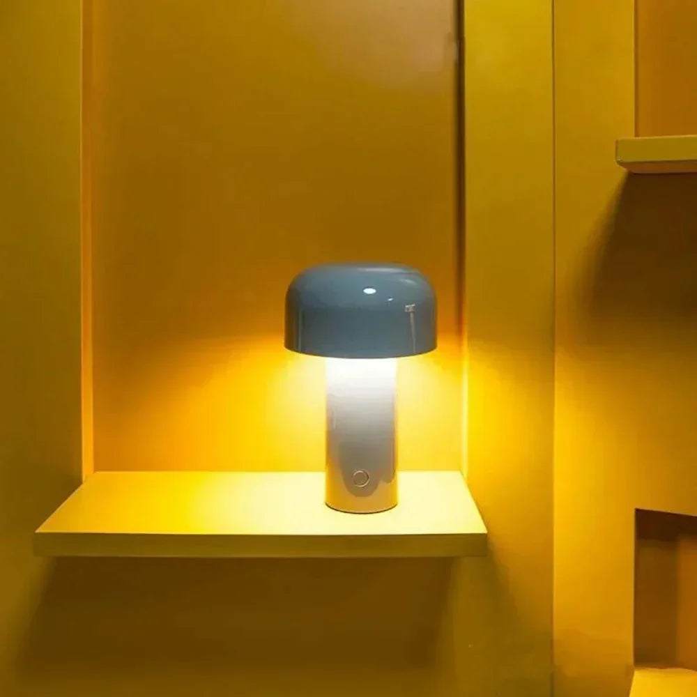 Bärbar LED-lampa i Svampform med Trådlös Funktion – Mjuk Belysning för Hem och Kontor, 25 cm hög 4