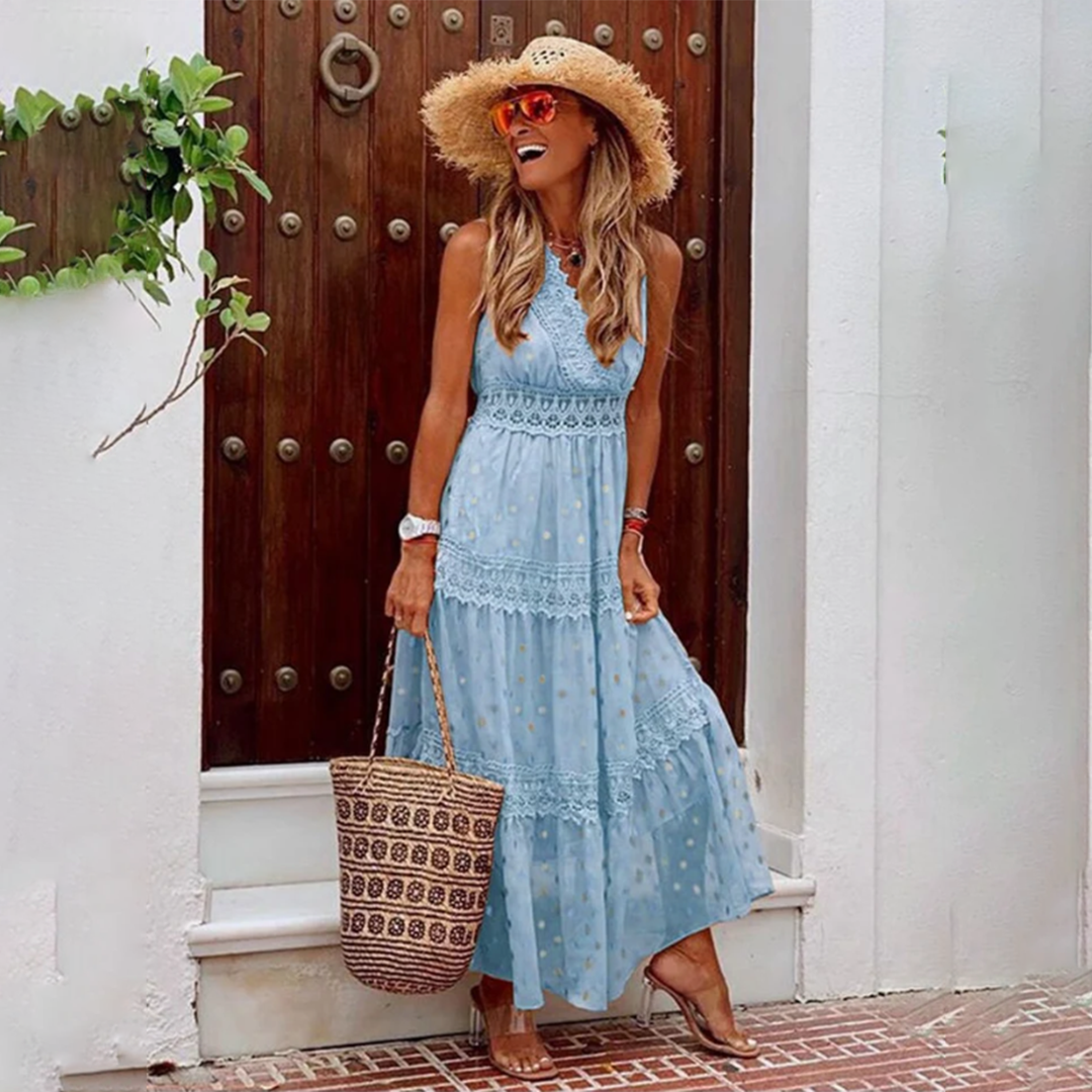 Elegant Sommarklänning Dam i Boho Stil för Varma Dagar-1