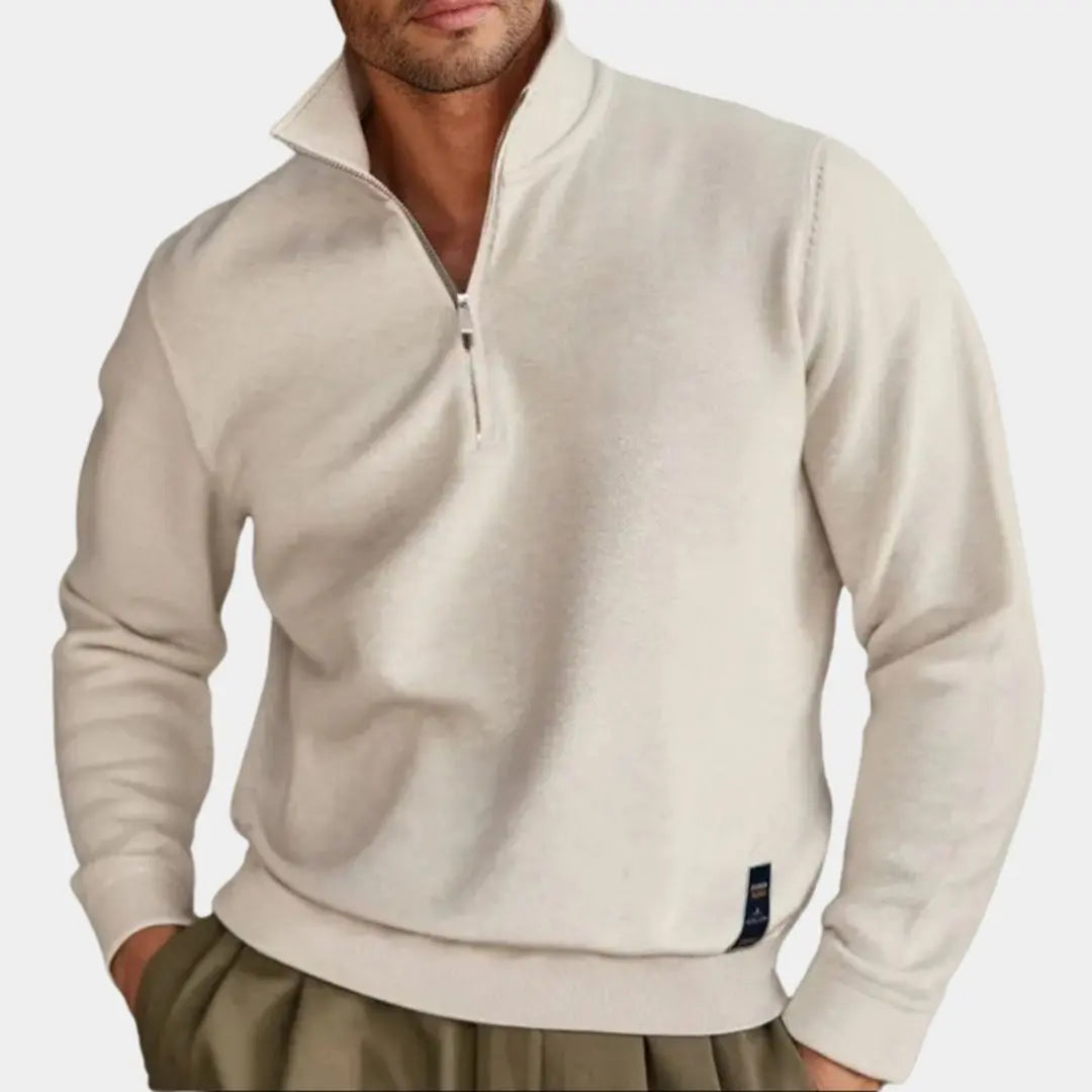 Echt Sweater Halvdraget Stickat Enfärgad Kofta - Elegant & Comfortabel