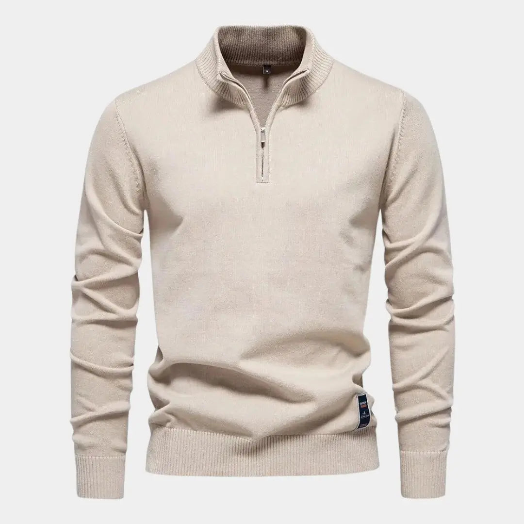 Echt Sweater Halvdraget Stickat Enfärgad Kofta - Elegant & Comfortabel