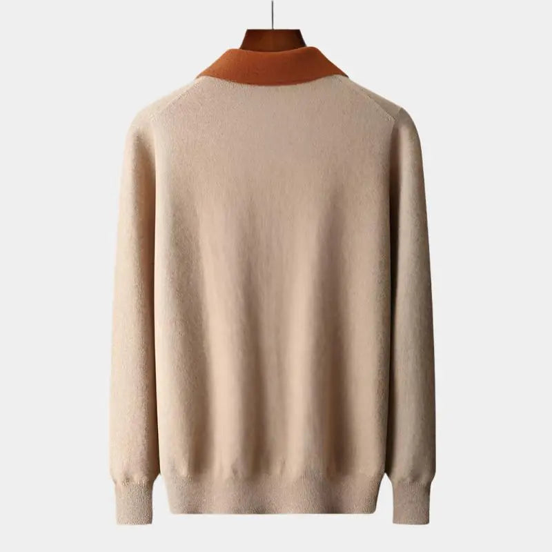 Echt Sweater Old Money 100% Cashmere Polo Tröja med Dragkedja - Lyx och Stil