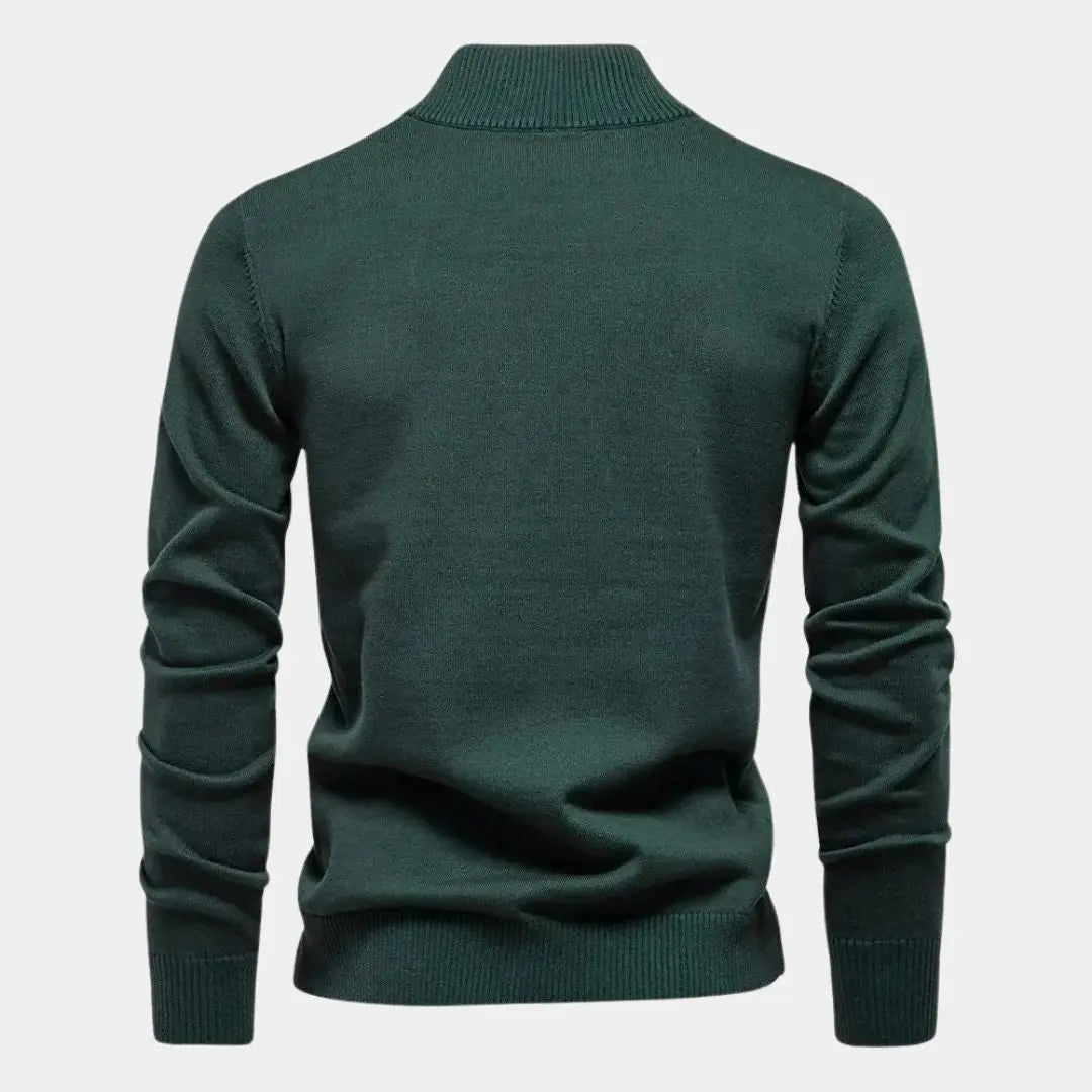 Echt Sweater Solid Dragkedja Färgad Stickad Tröja för Utomhusbruk - Daglig Stil