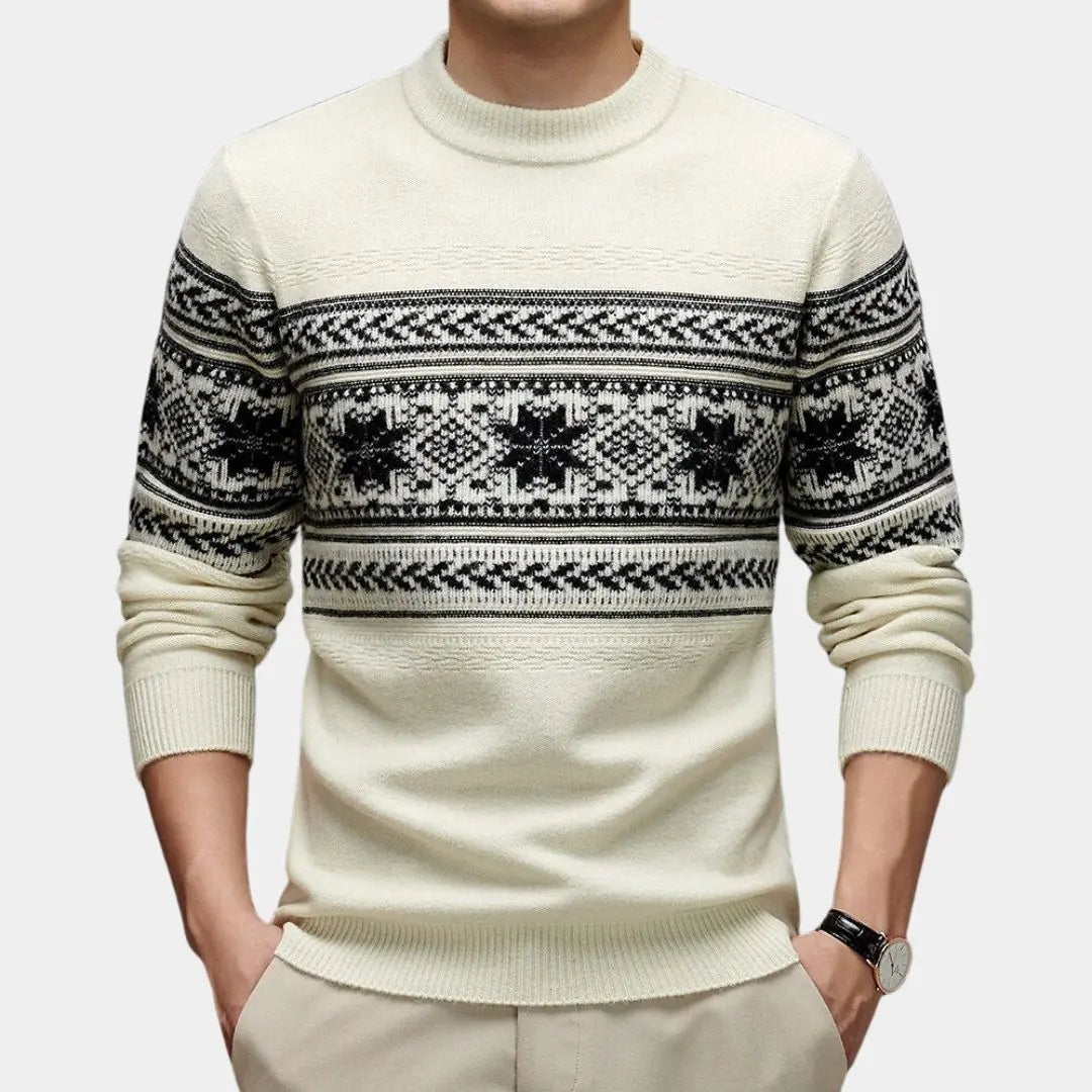 Echt sweater 100% Ull Fair Isle Pullover - Hållbar och Stilren Tröja