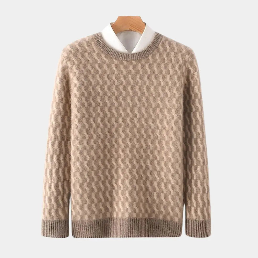 Echt sweater 100% Ull Geometrisk Rundhalsad Pullover - Elegant & Hållbar