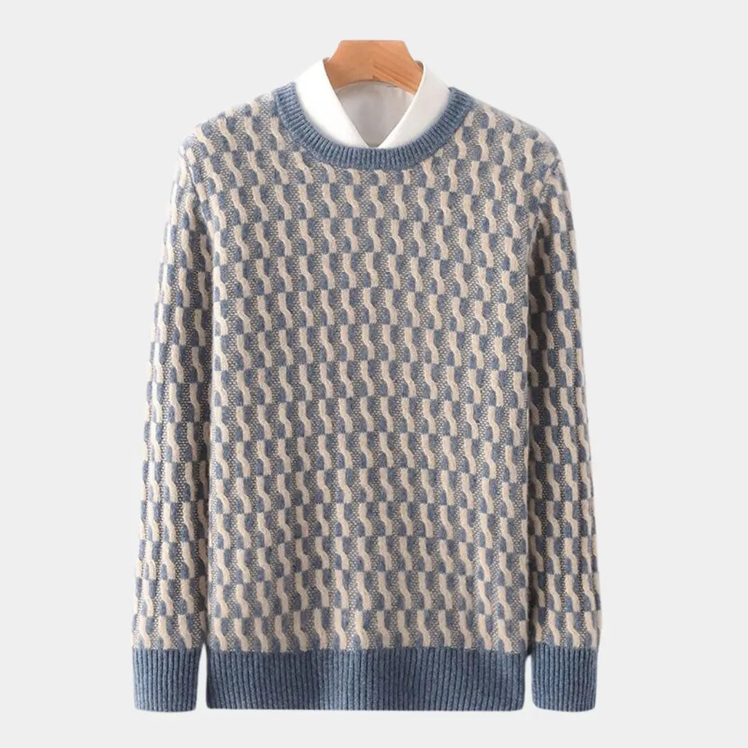 Echt sweater 100% Ull Geometrisk Rundhalsad Pullover - Elegant & Hållbar