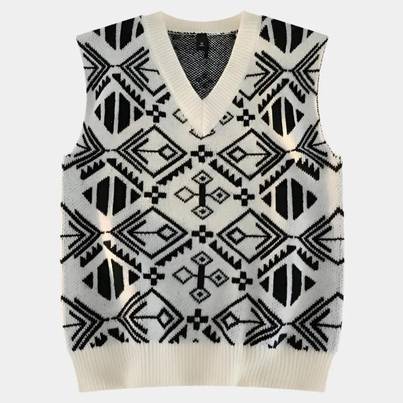 Echt sweater Akademisk Retro Stickad Väst - Stilvolles och Hållbart Val