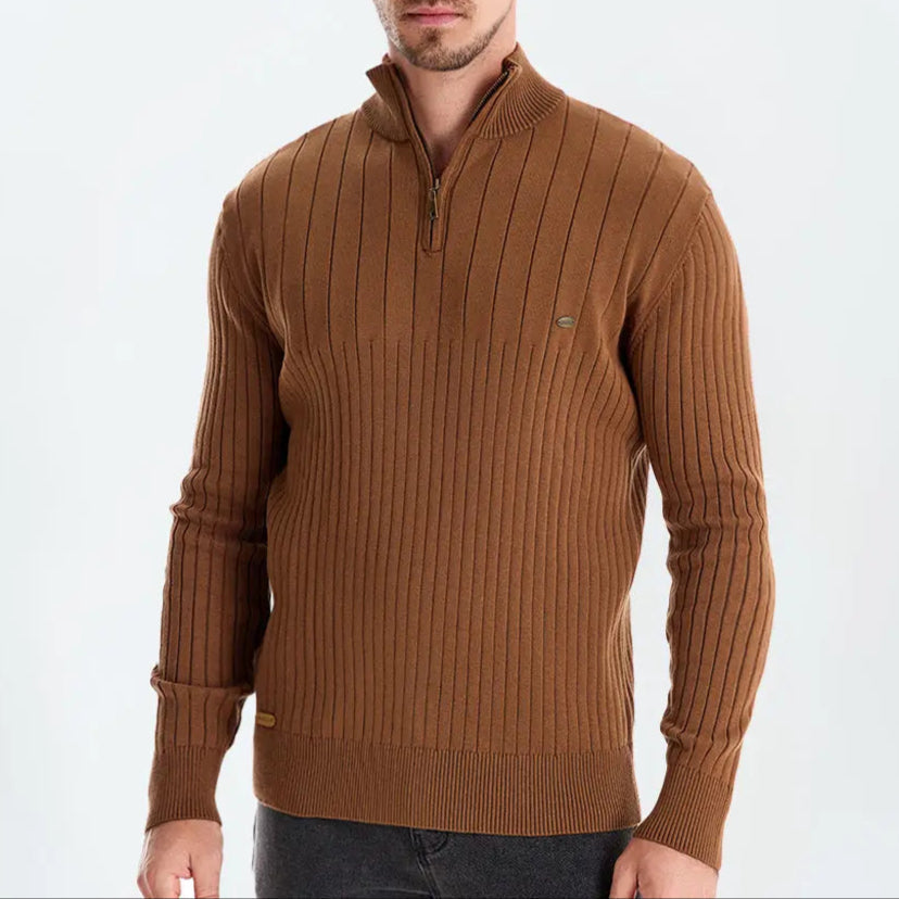 Echt sweater Bomullstrikå Vertikala Ränder Quarter-Zip Tröja - Stil & Komfort