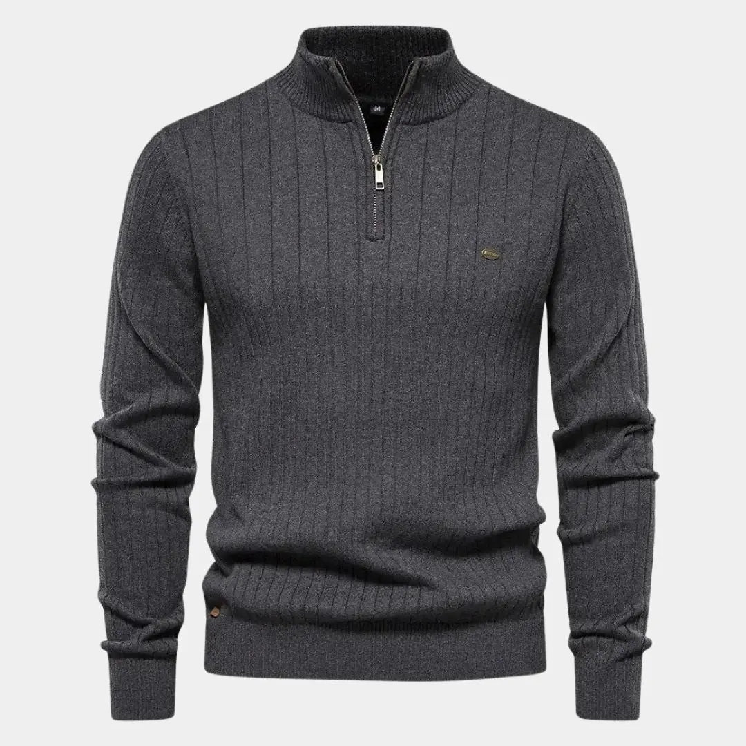 Echt sweater Bomullstrikå Vertikala Ränder Quarter-Zip Tröja - Stil & Komfort