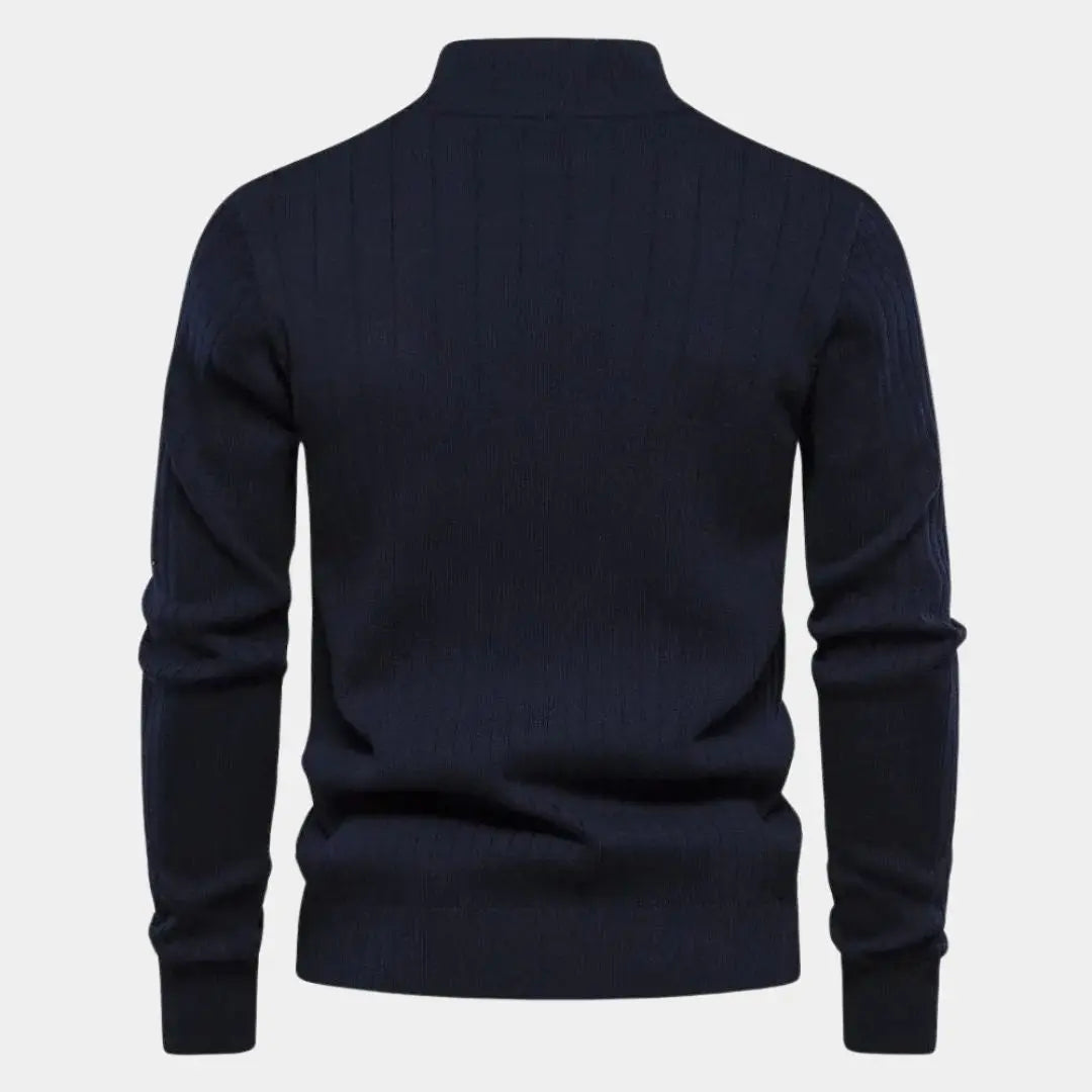 Echt sweater Bomullstrikå Vertikala Ränder Quarter-Zip Tröja - Stil & Komfort