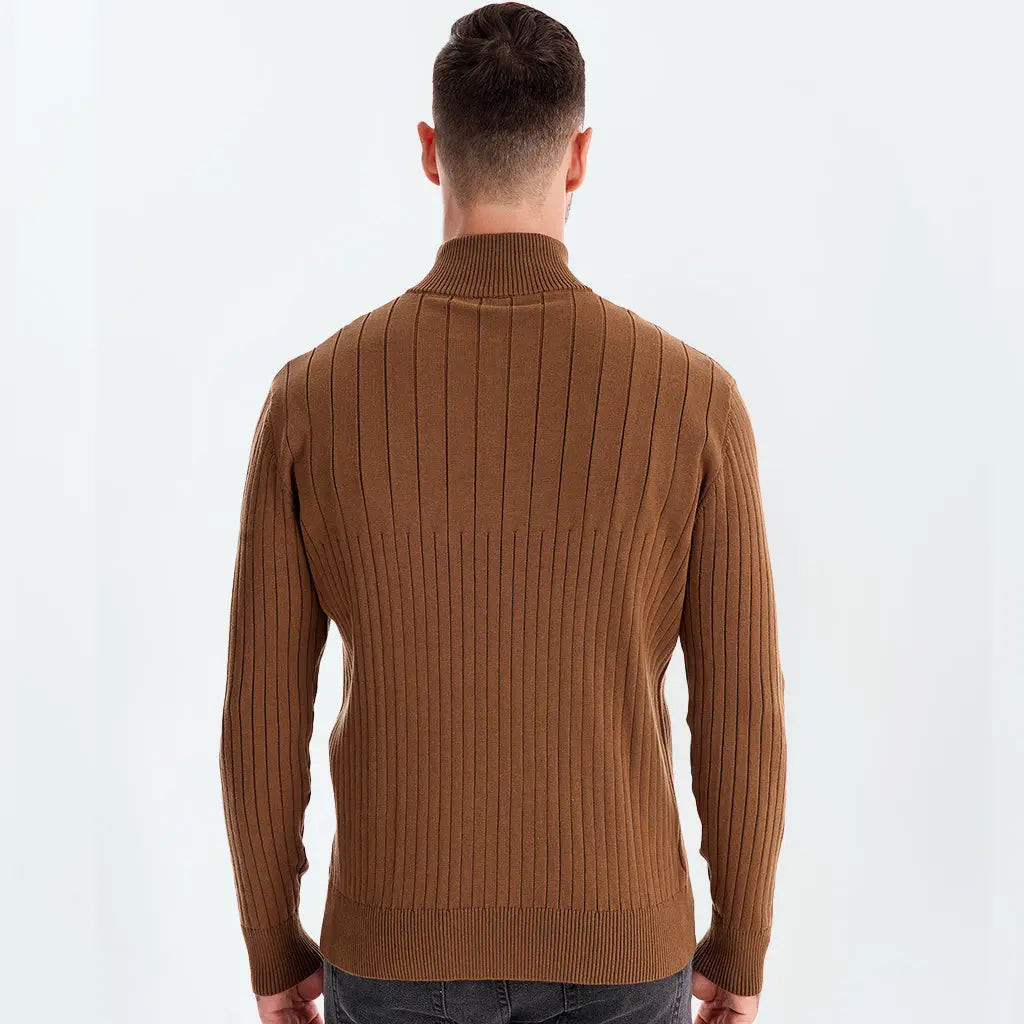 Echt sweater Bomullstrikå Vertikala Ränder Quarter-Zip Tröja - Stil & Komfort