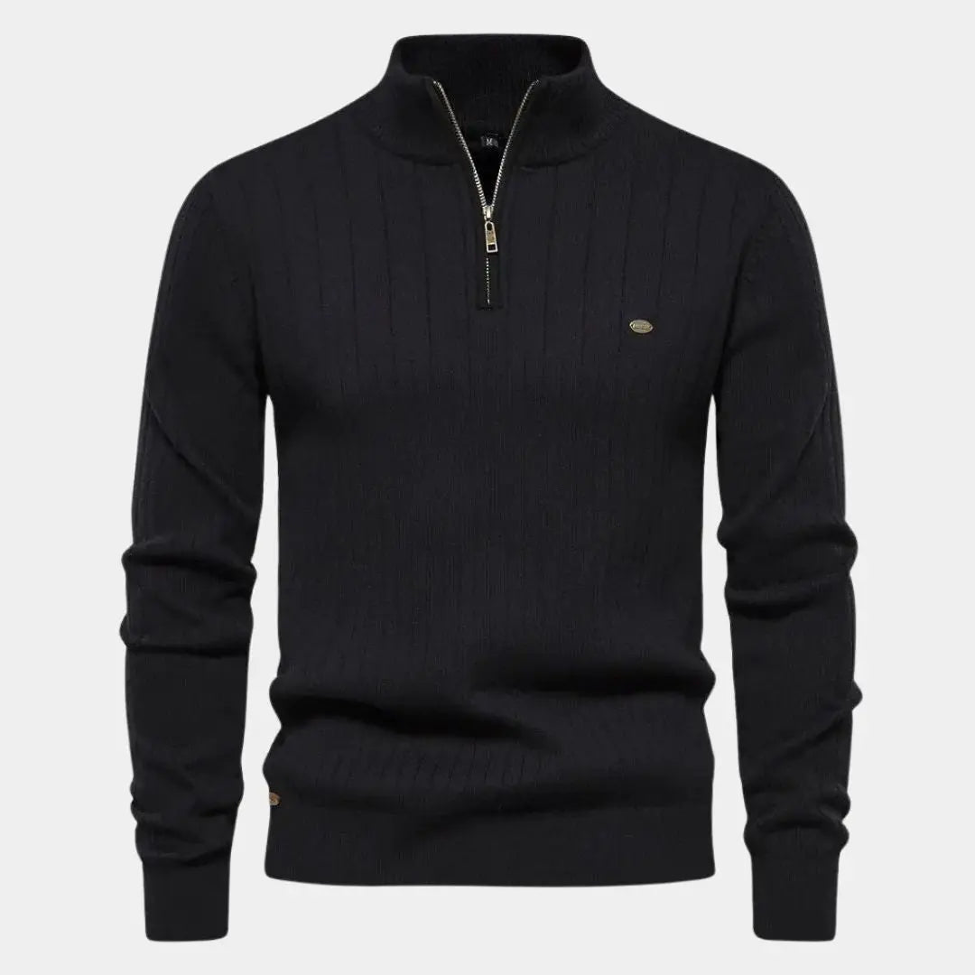 Echt sweater Bomullstrikå Vertikala Ränder Quarter-Zip Tröja - Stil & Komfort