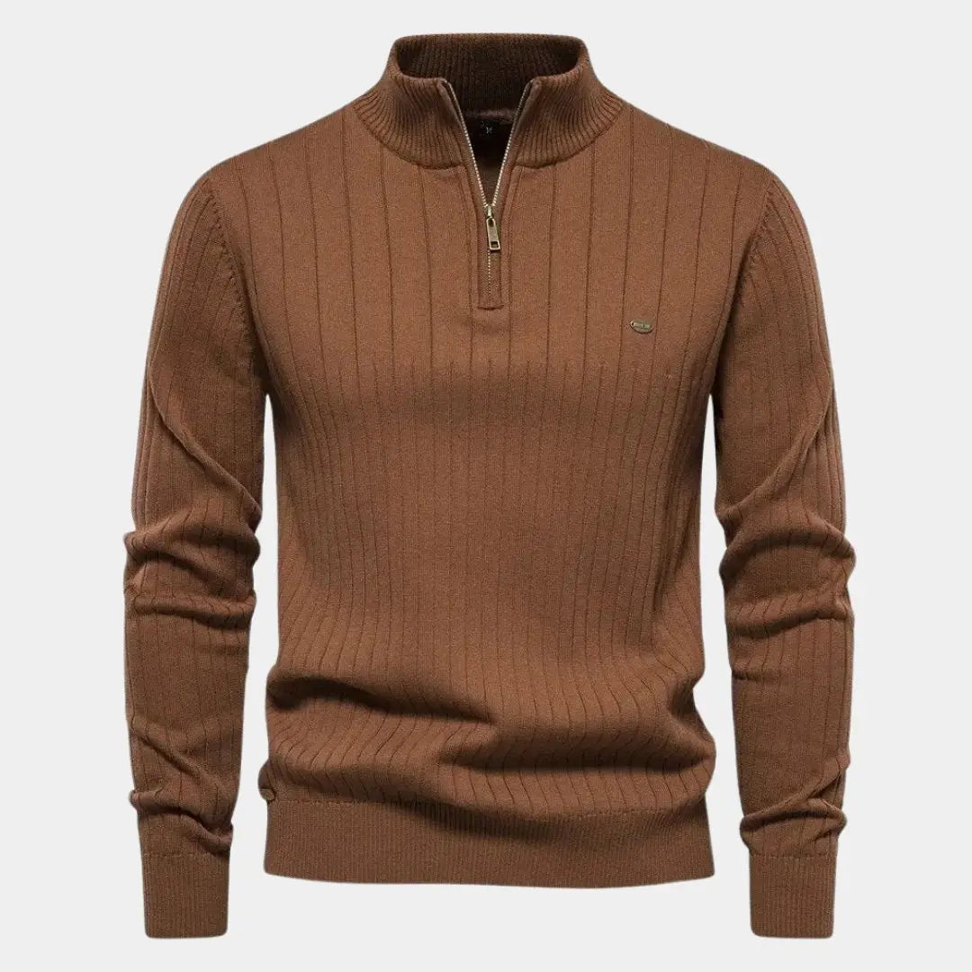 Echt sweater Bomullstrikå Vertikala Ränder Quarter-Zip Tröja - Stil & Komfort