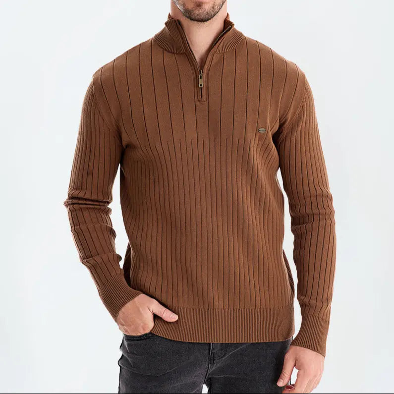 Echt sweater Bomullstrikå Vertikala Ränder Quarter-Zip Tröja - Stil & Komfort