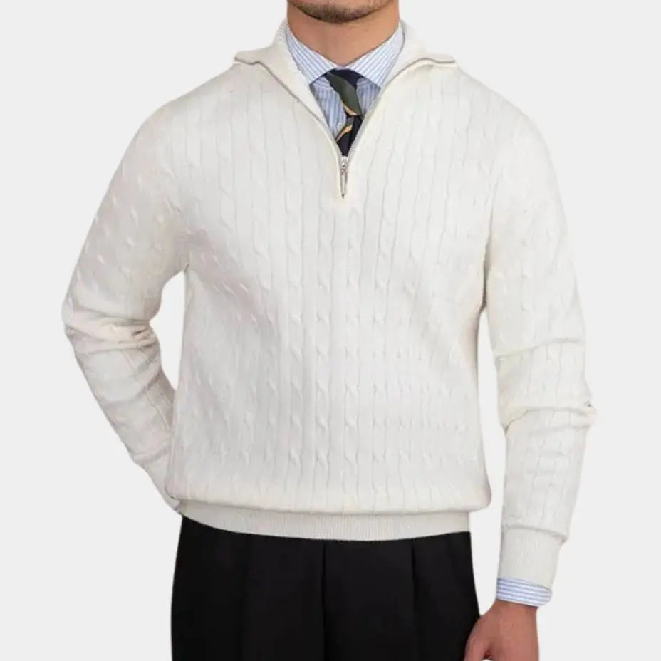 Echt sweater Kabelstickad Zip-Hals Tröja - Elegant och Bekväm Stil