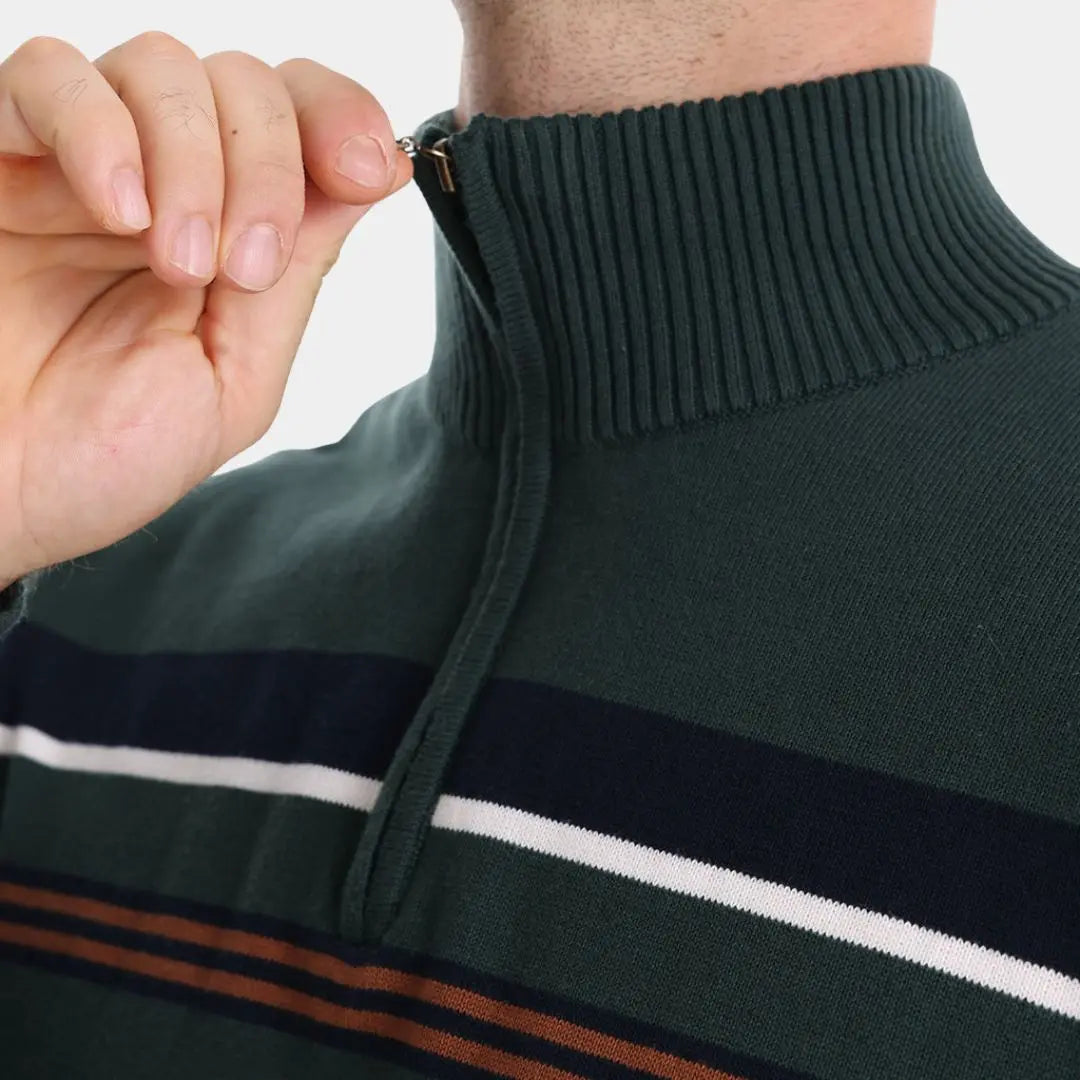 Echt sweater Stickad Randig Quarter-Zip Tröja - Stil och Komfort i Ett