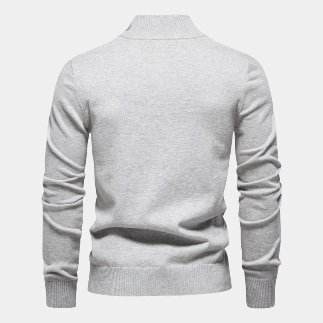 Echt sweater Stickad Randig Quarter-Zip Tröja - Stil och Komfort i Ett