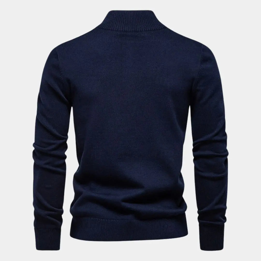 Echt sweater Stickad Randig Quarter-Zip Tröja - Stil och Komfort i Ett