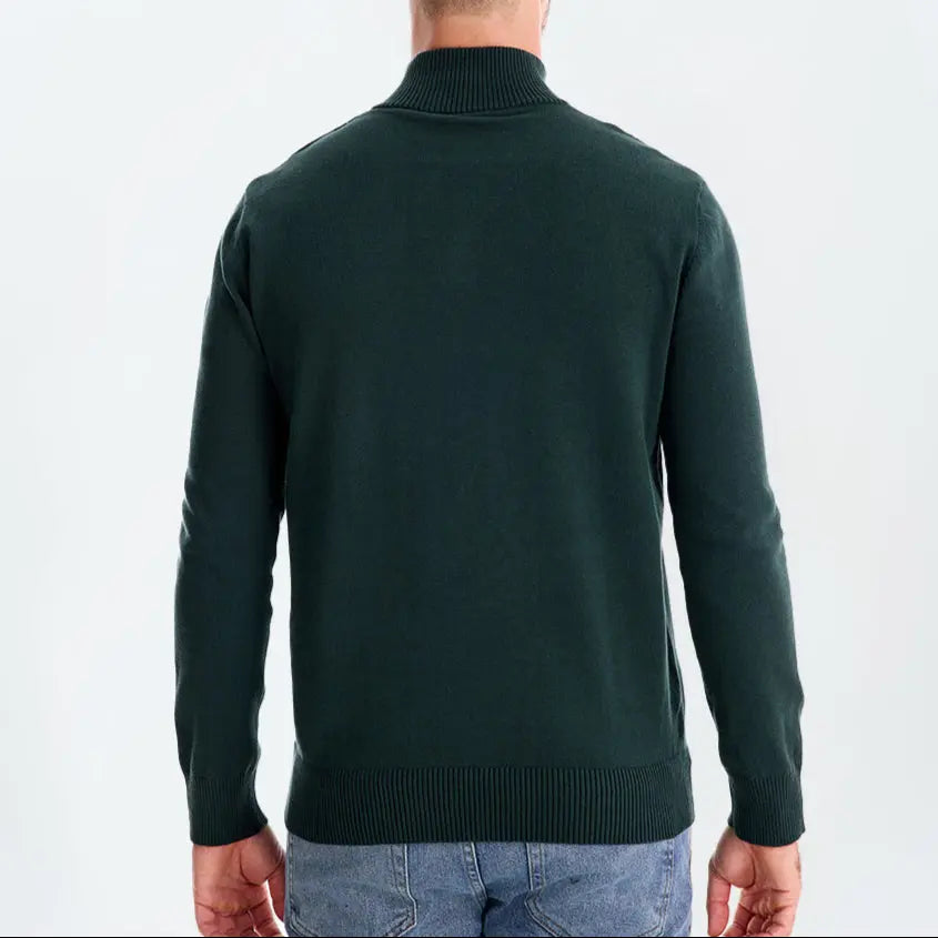 Echt sweater Stickad Randig Quarter-Zip Tröja - Stil och Komfort i Ett