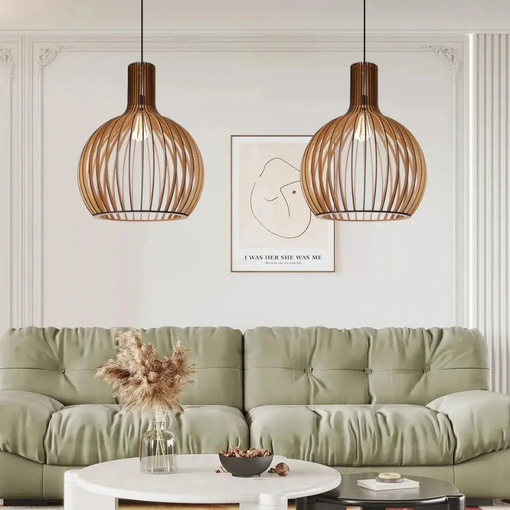 Elegant Hänglampa i Trä med Justerbar Höjd – Skandinavisk Design för Vardagsrum och Sovrum 7