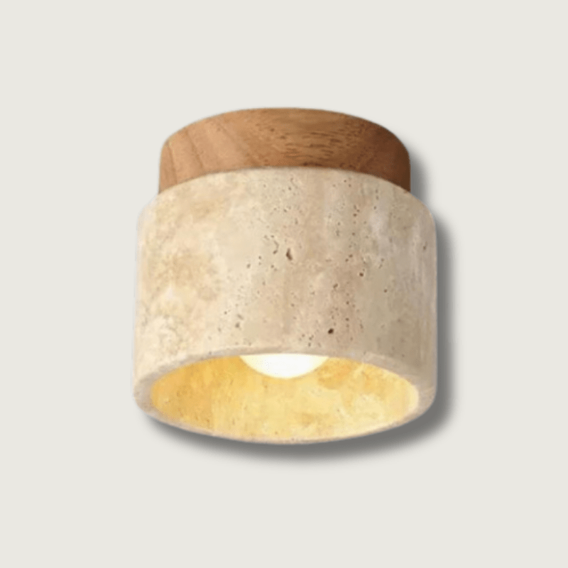 Elegant Plafondlampa i Travertin med Inbyggd LED Belysning för Hall och Trappenhus – Varm Vit, Modern Design 0