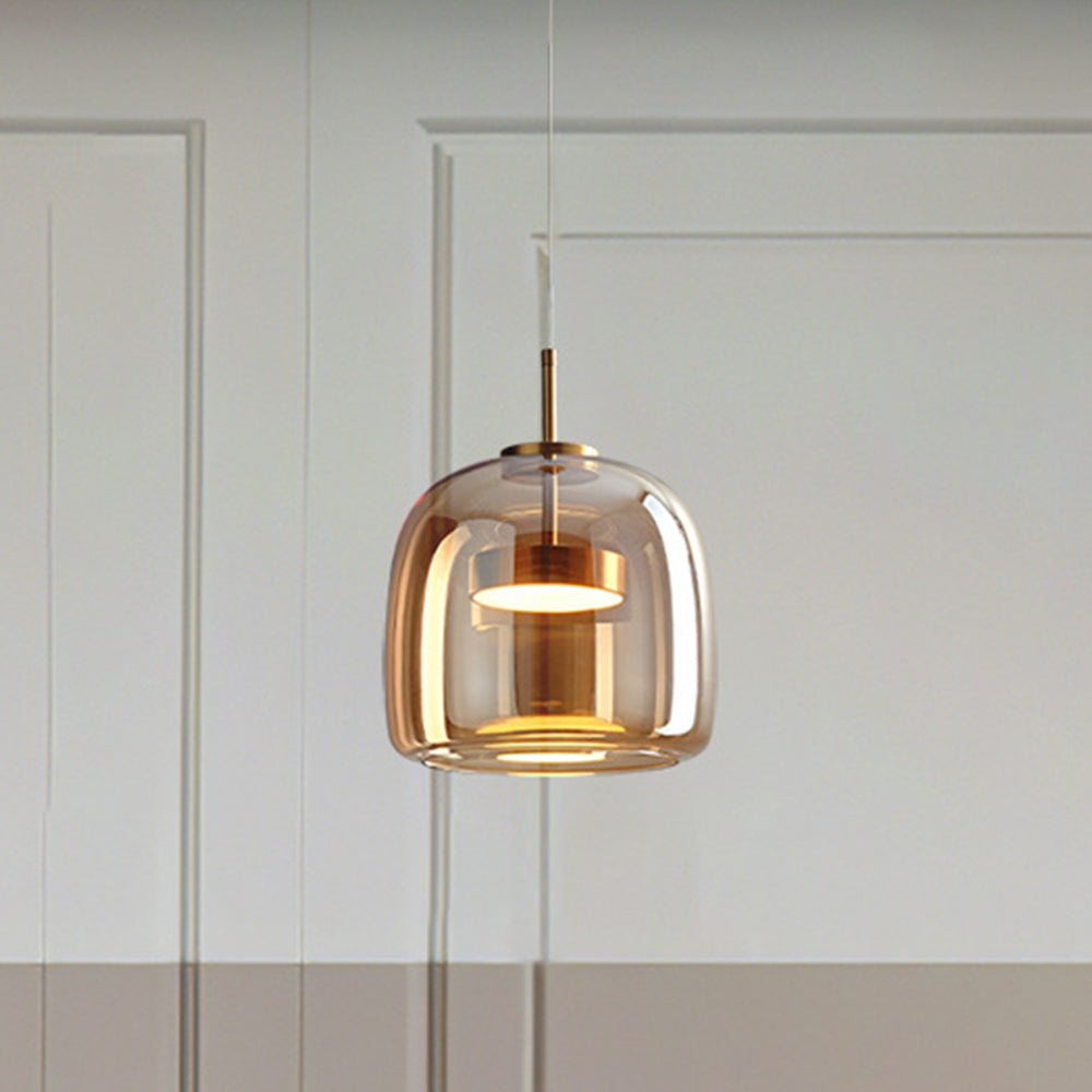 Elegant Retro Hänglampa i Metall och Amberglas – Modern LED Belysning för Hem och Kontor 5
