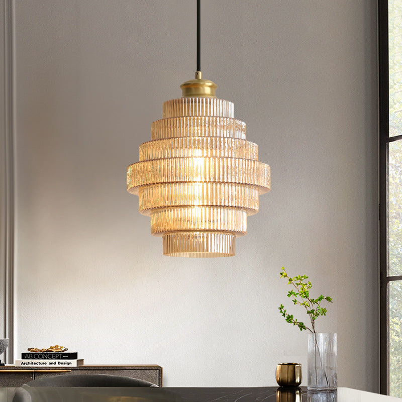 Flaskformad Hängande Lampa i Mässing och Glas – Vintage Taklampa för Elegant Belysning 0