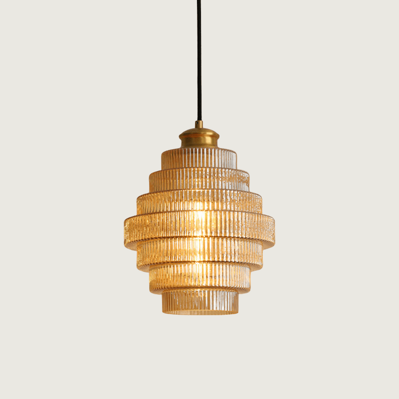Flaskformad Hängande Lampa i Mässing och Glas – Vintage Taklampa för Elegant Belysning 1