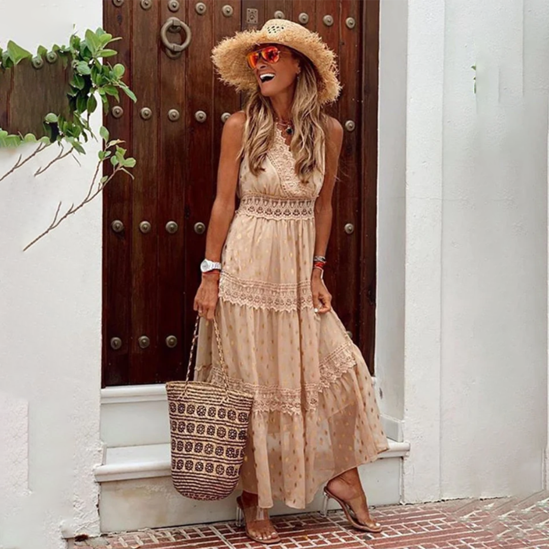 Elegant Sommarklänning Dam i Boho Stil för Varma Dagar-2