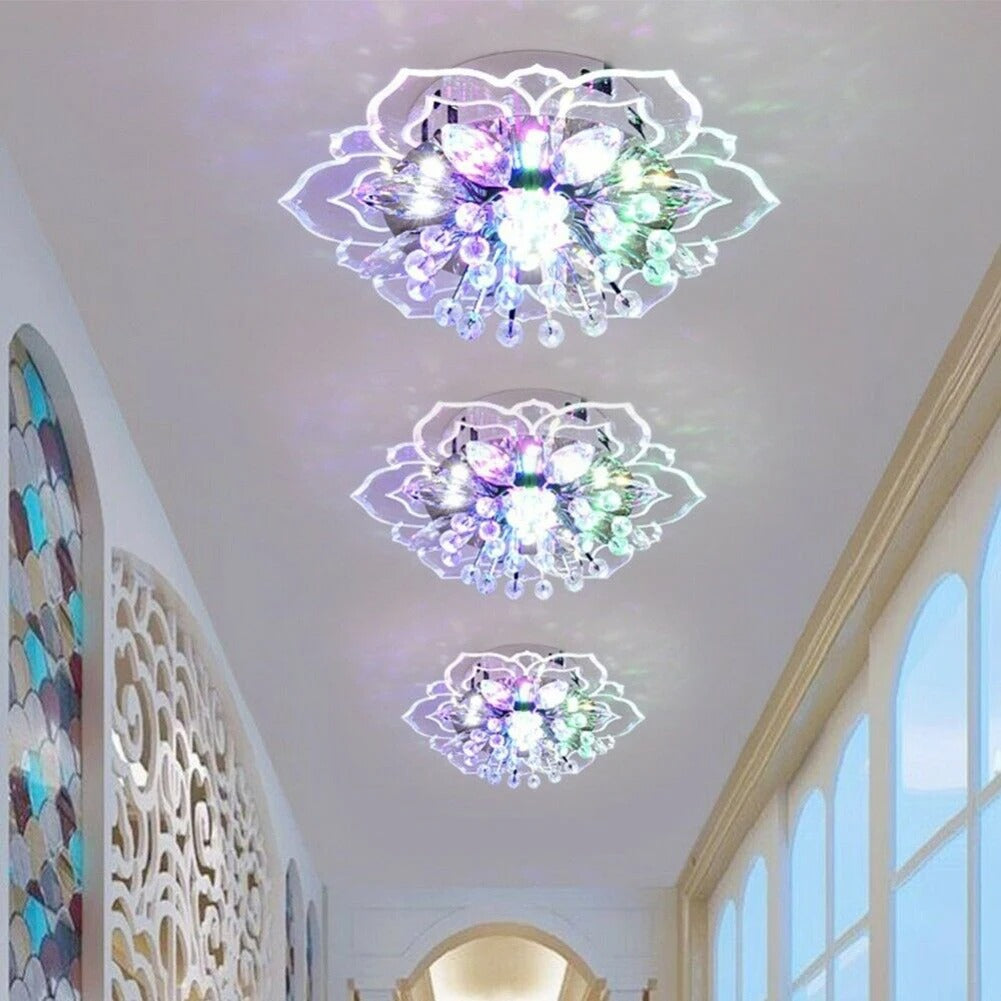 LED Kristallplafondlampa i Blomform – Elegant Belysning för Hemmet 4