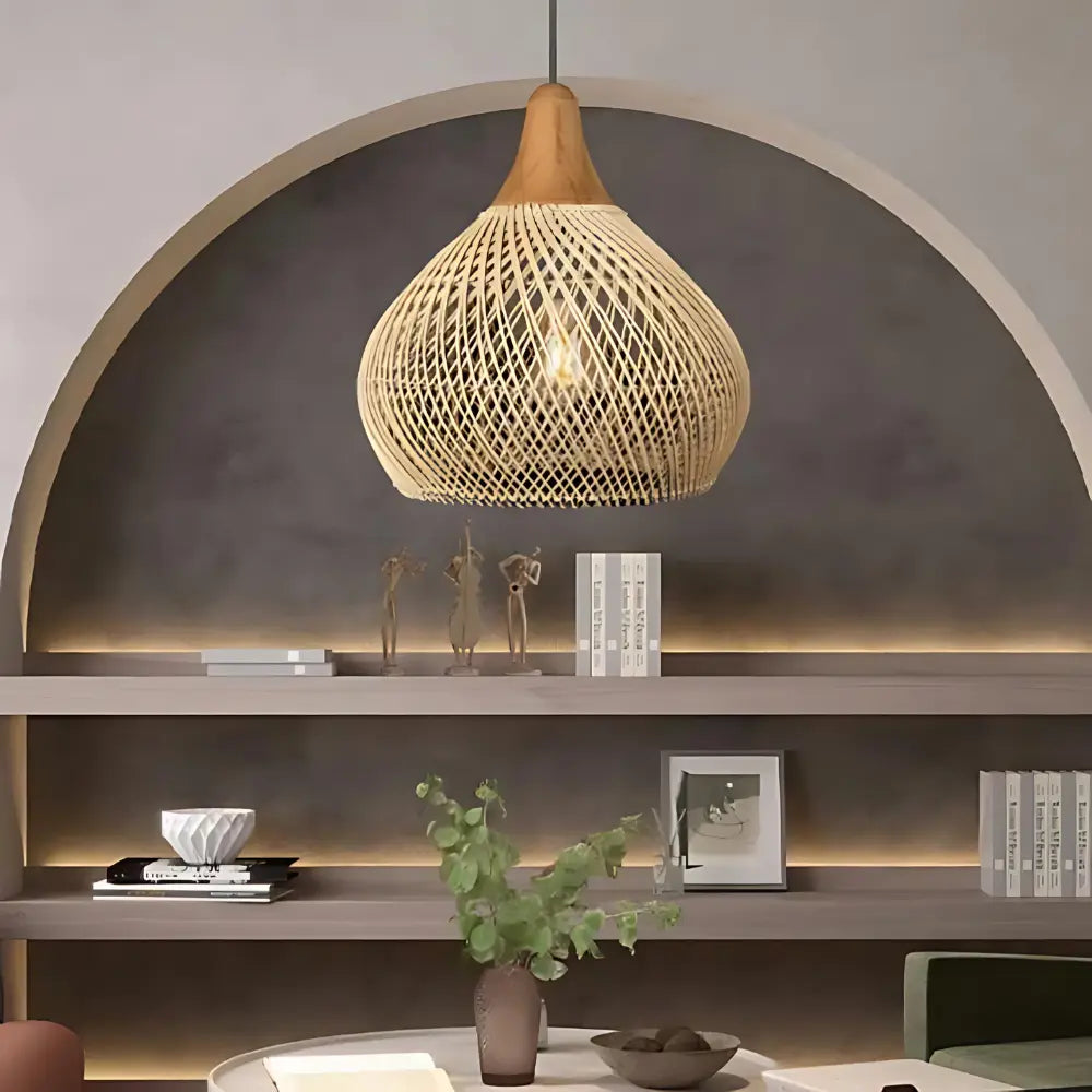 Rieten Handgjord Hänglampa – Boho Design för Varm Atmosfär 1