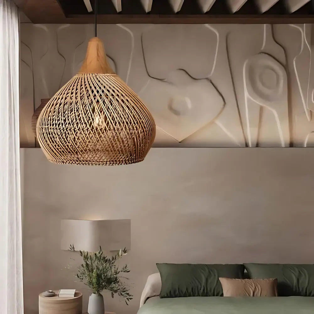 Rieten Handgjord Hänglampa – Boho Design för Varm Atmosfär 2