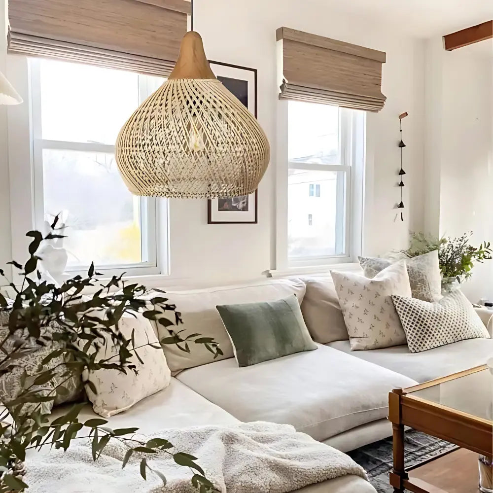 Rieten Handgjord Hänglampa – Boho Design för Varm Atmosfär 3