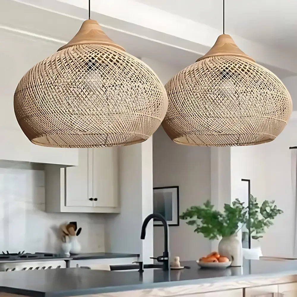Rieten Handgjord Hänglampa – Boho Design för Varm Atmosfär 4