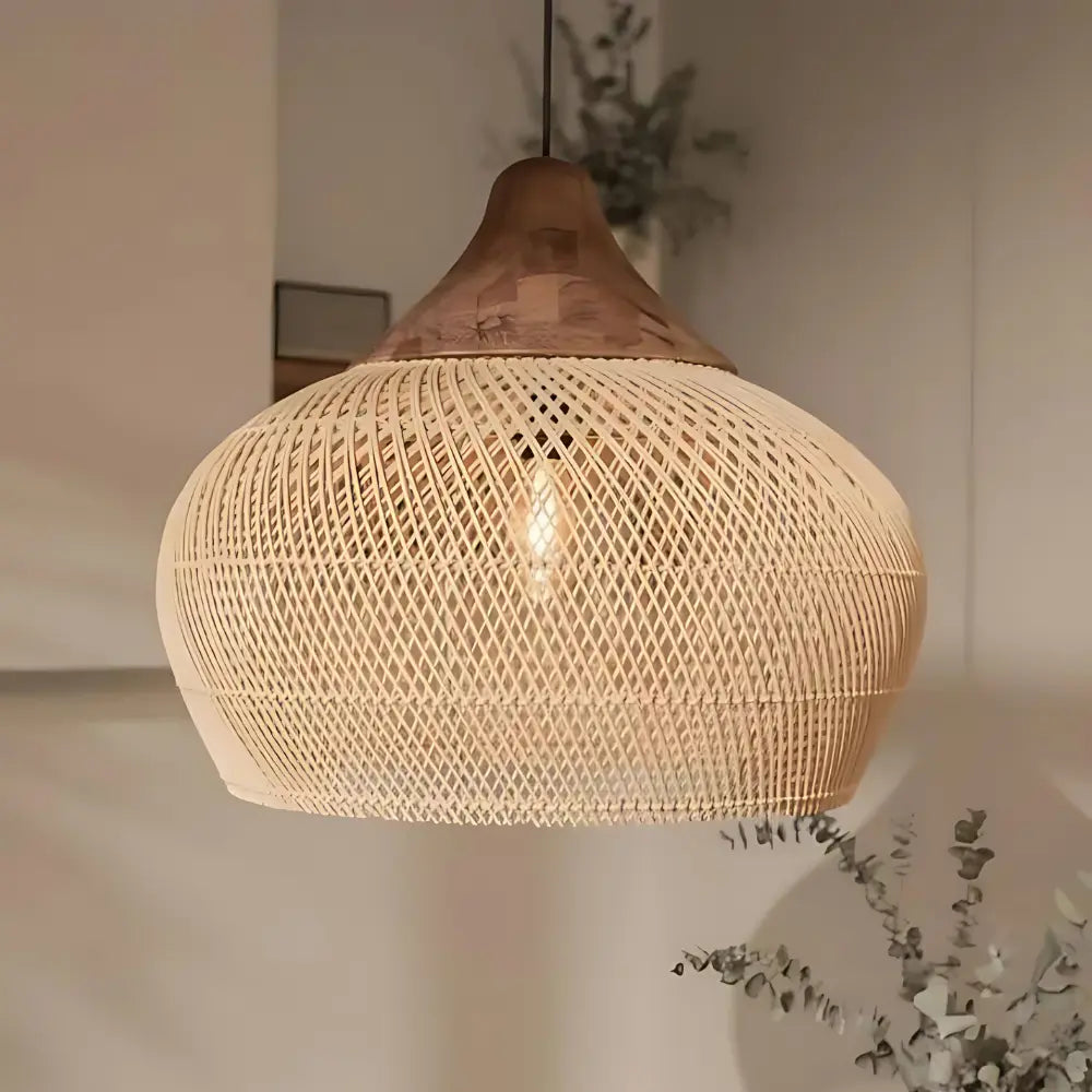 Rieten Handgjord Hänglampa – Boho Design för Varm Atmosfär 7