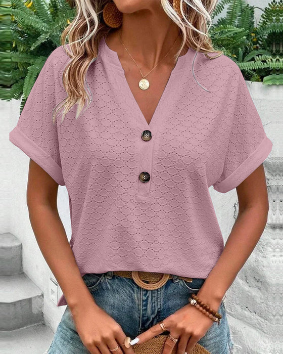 Elegant Topp För Kvinnor - Elizay V-Ringning Blus i Polyester-2