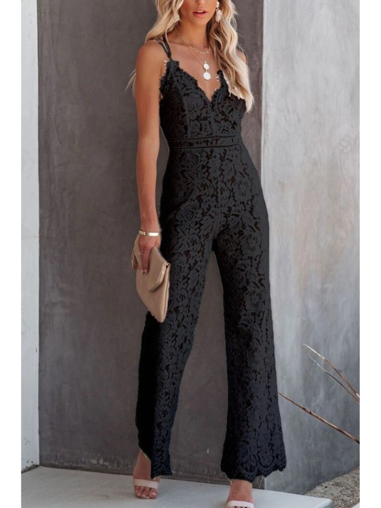 Elegant V-Hals Jumpsuit För Sommarens Mångsidiga Tillfällen-2