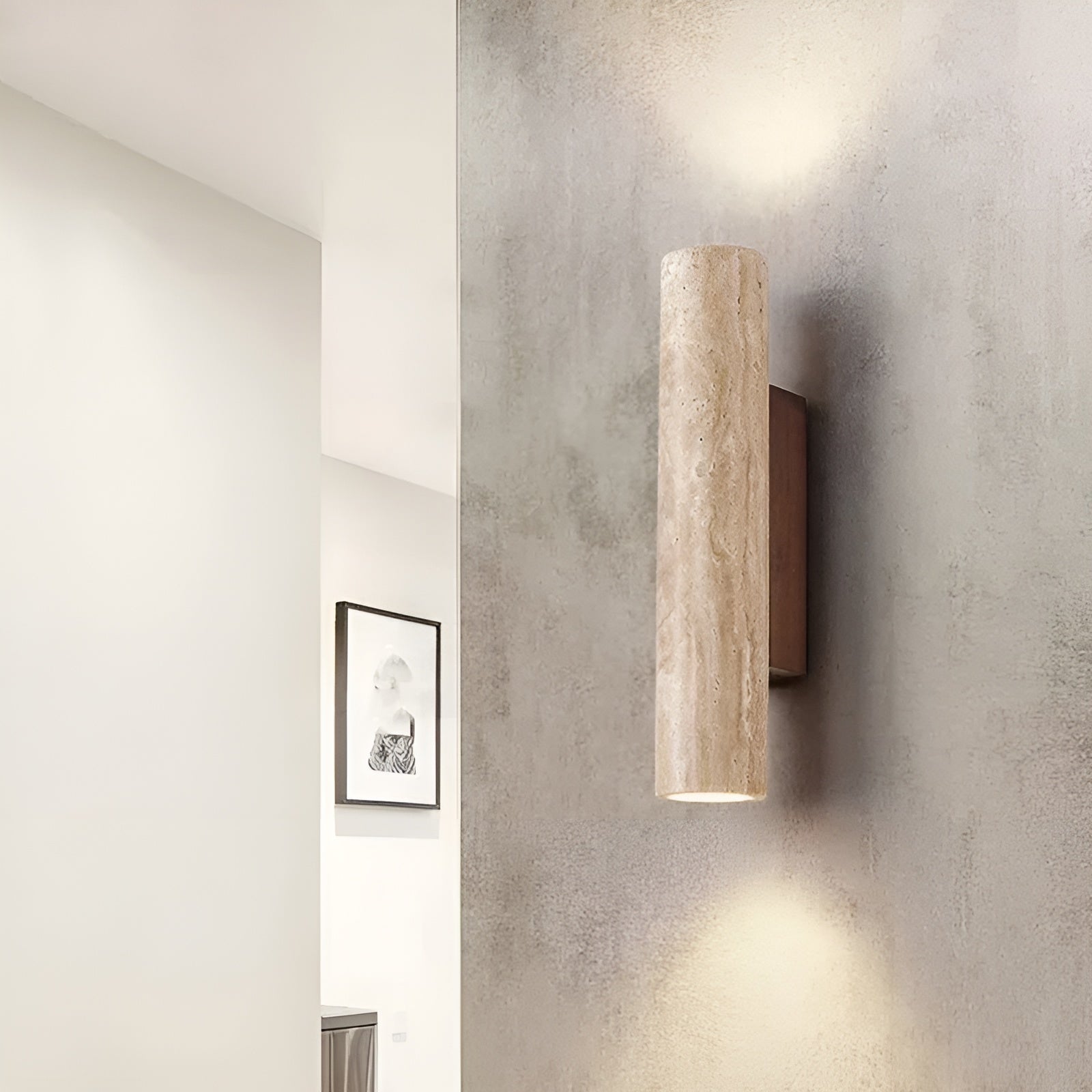 Wabi-Sabi Vägglampa i Travertin med LED-belysning – Elegant och Energibesparande 0