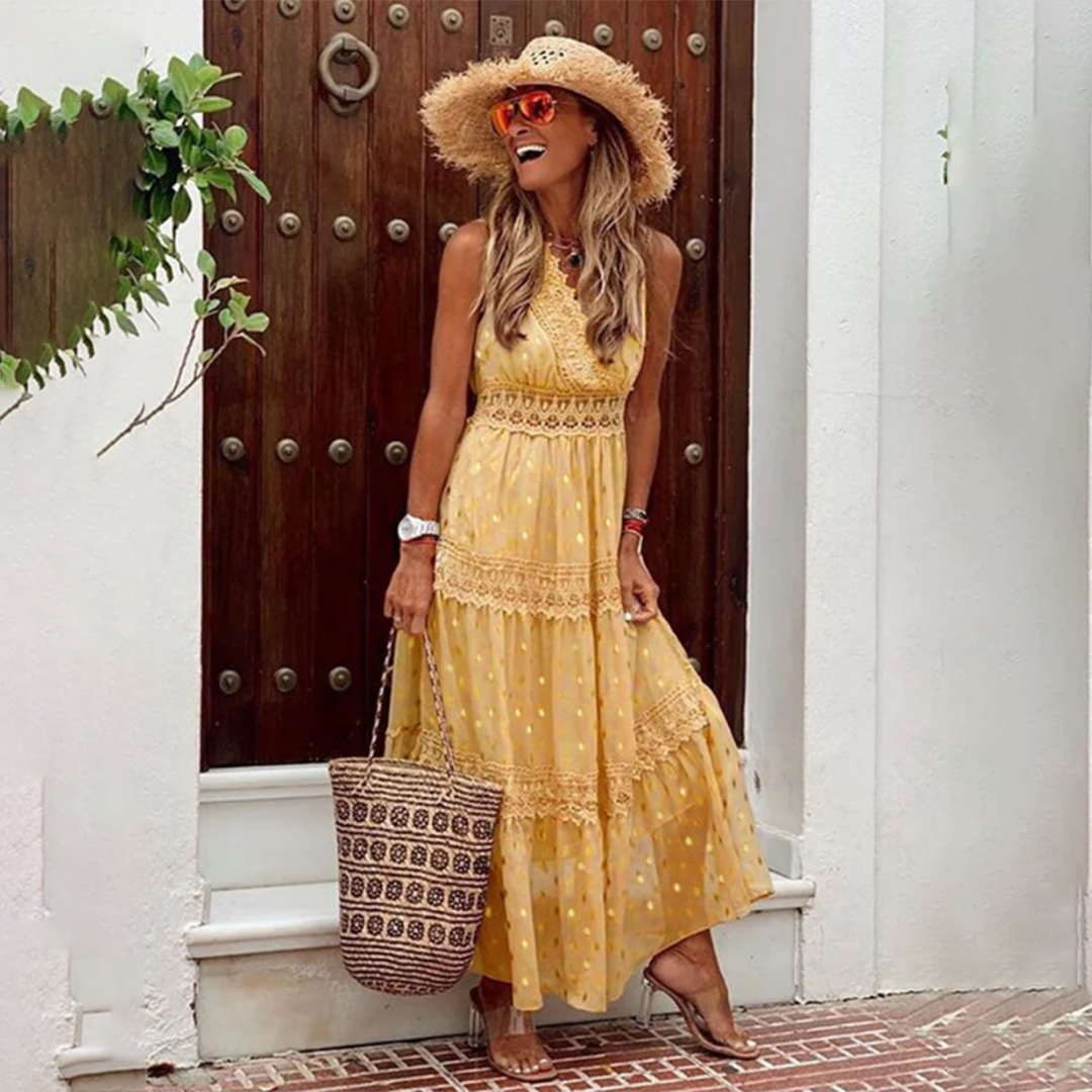Elegant Sommarklänning Dam i Boho Stil för Varma Dagar-4