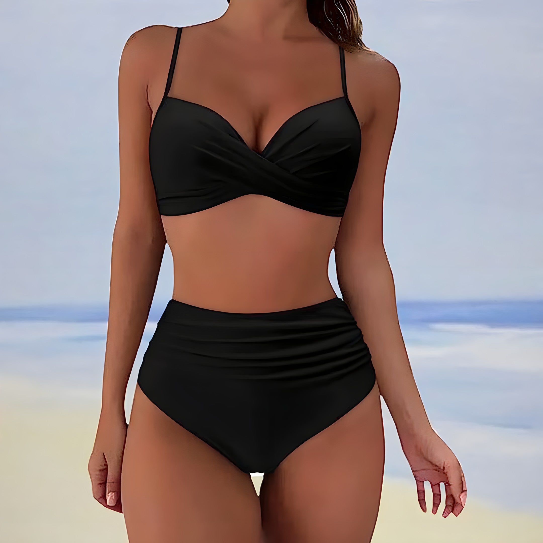Högmidjad Bikini Dam - Sigrun Elegant Badkläder för Strand-2