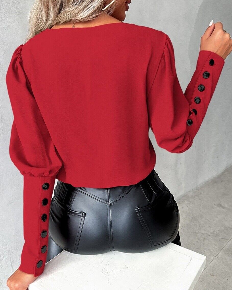 Elegant Blus Med Gigo Ärmar För Damer - Modern & Bekväm-2