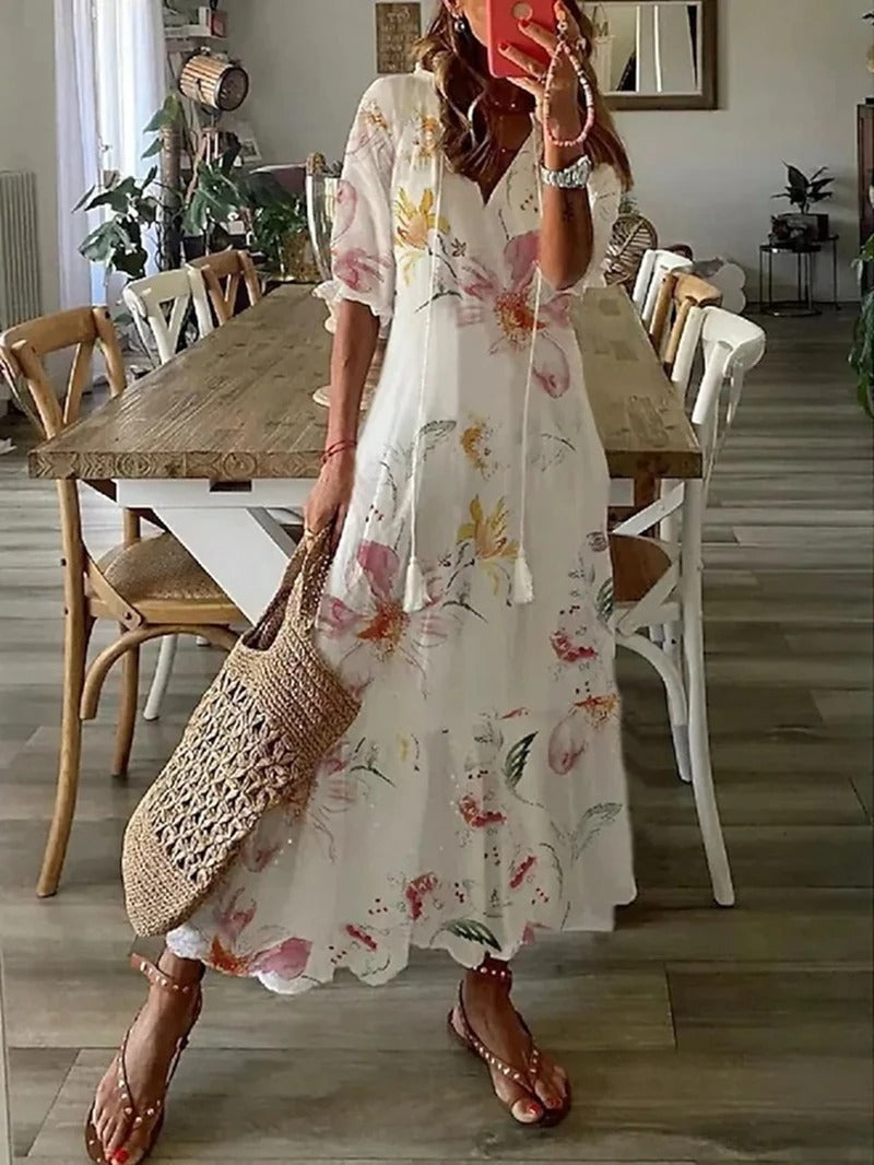 Elegant Maxiklänning Dam i Bohemisk Stil för Sommar-1